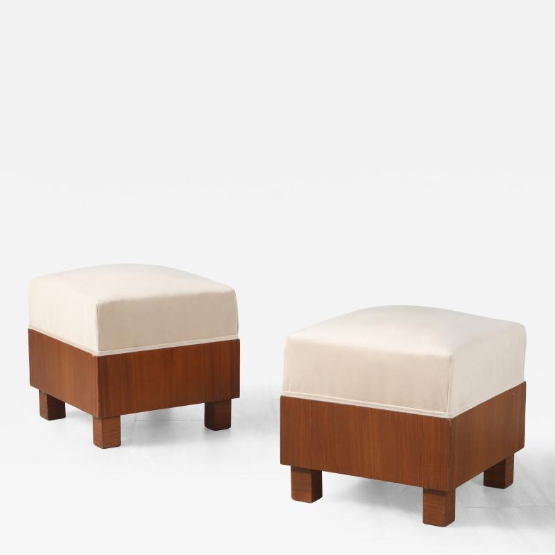 Pair of Italian 1960s Walnut Square Stools