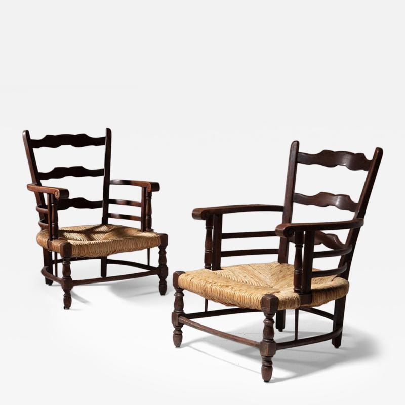 Pair of Italian 40s Wood Armchairs