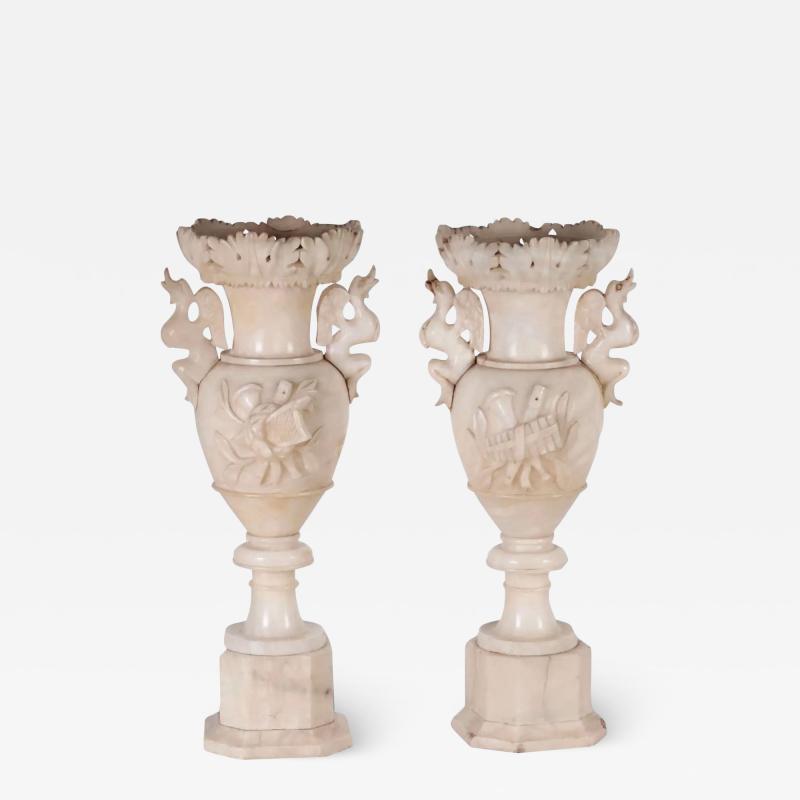 Pair of Italian Alabaster Urns Circa 1800
