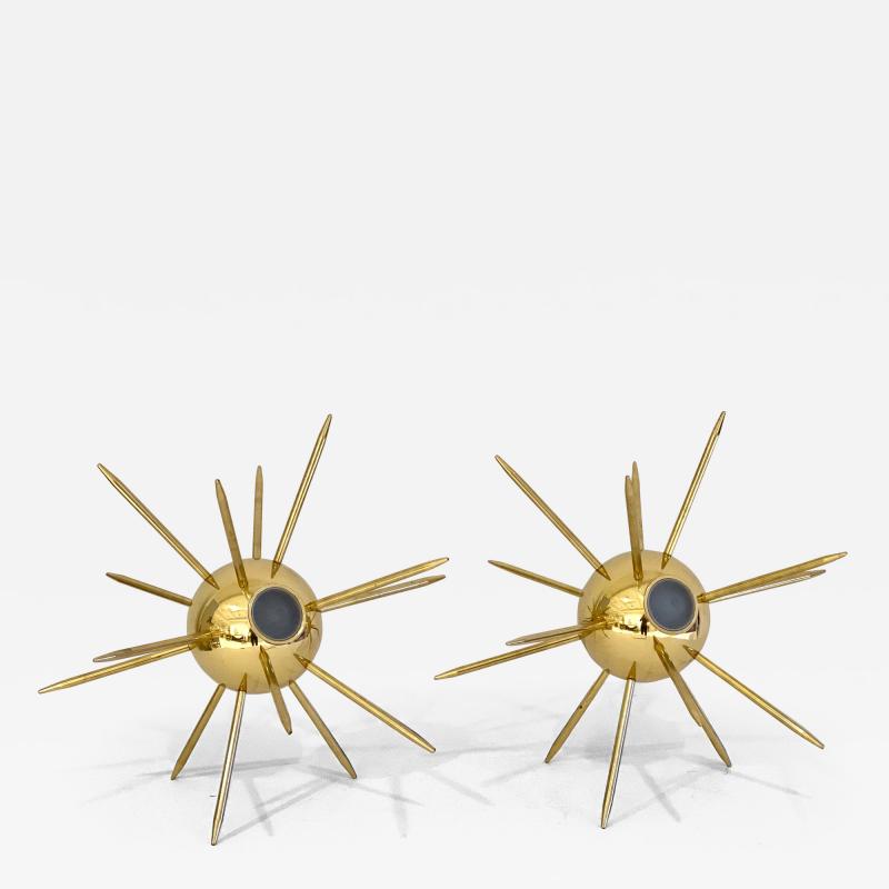 Pair of Italian Brass Sputnik Lights