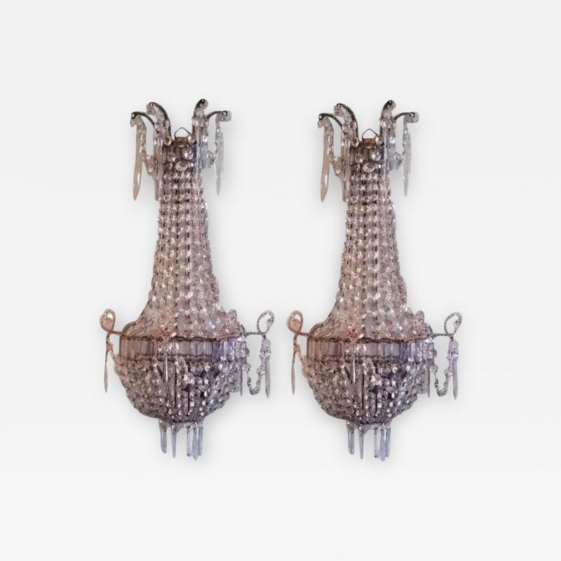 Pair of Italian Crystal Louis XVI Style Appliques