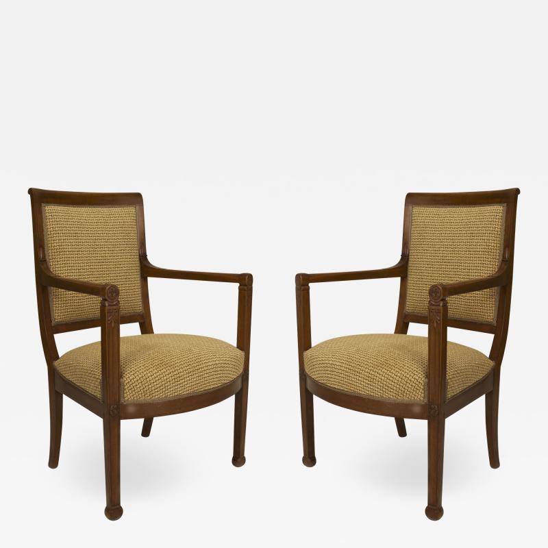 Pair of Italian Fruitwood Gold Arm Chairs