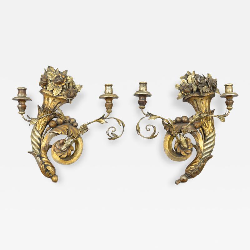 Pair of Italian Giltwood Wall Sconces