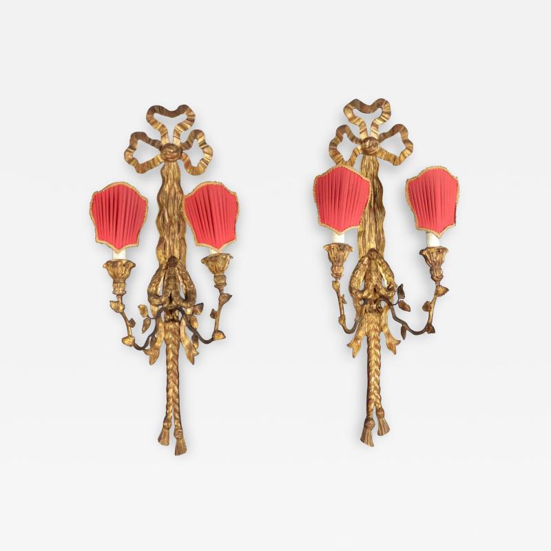 Pair of Italian Giltwood tole Sconces Circa 1880