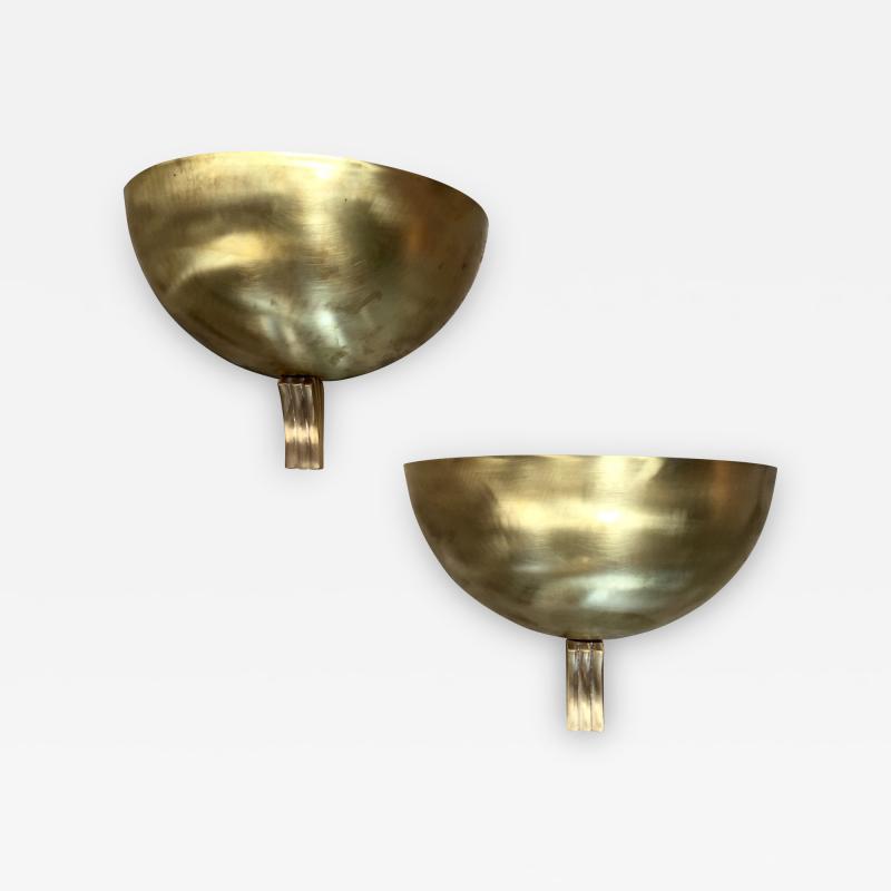 Pair of Italian Half Moon in Brass Wall Lights