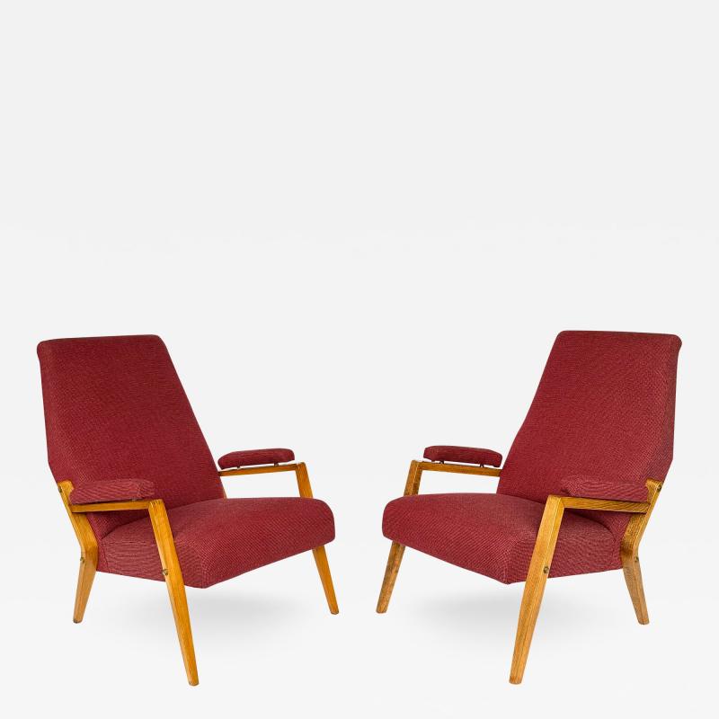 Pair of Italian High Back Lounge Chairs