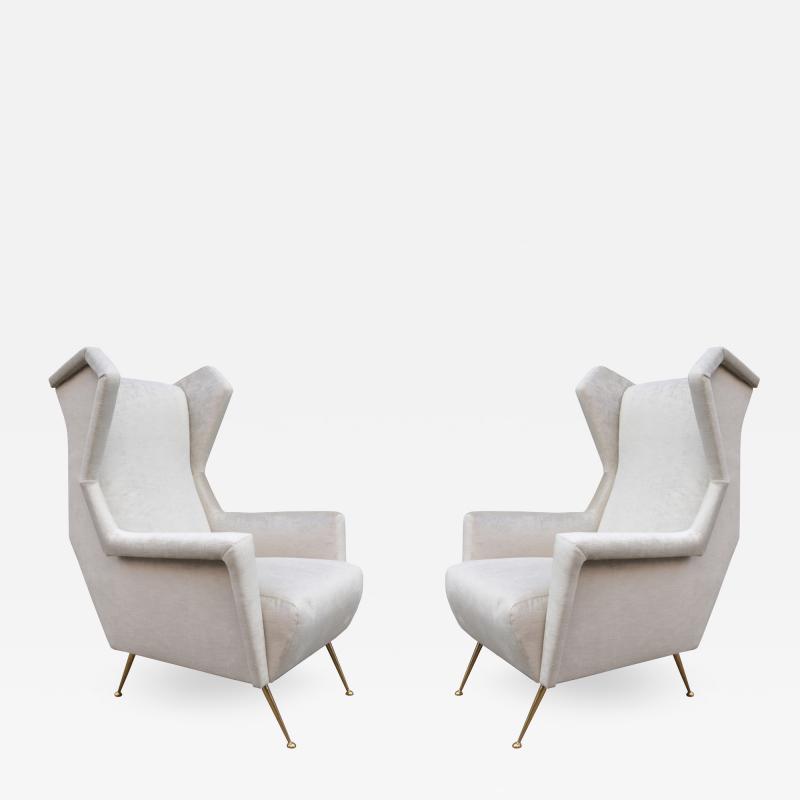 Pair of Italian Mid Century Wing Chairs
