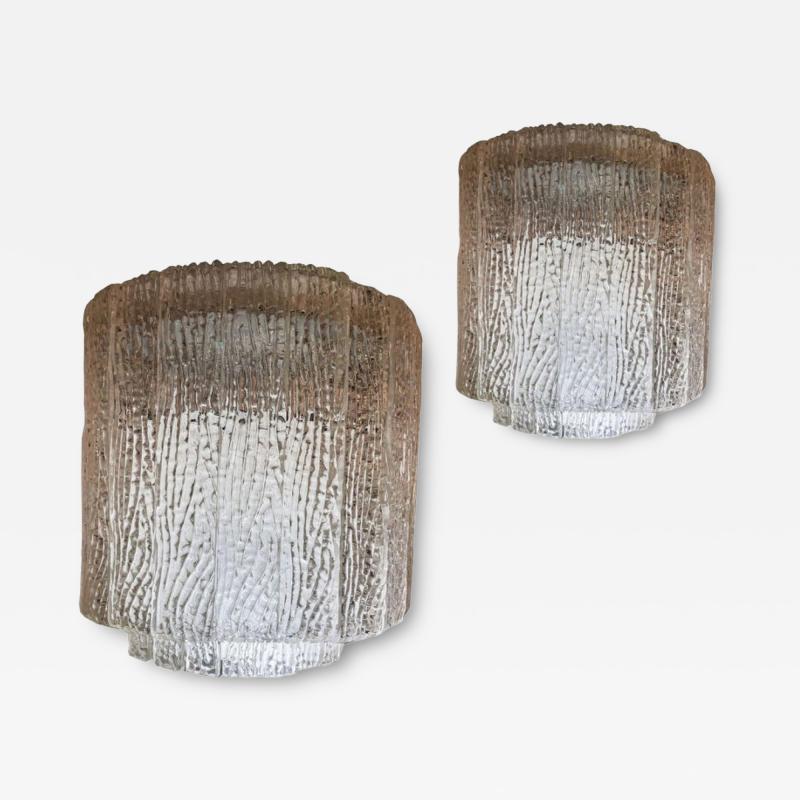 Pair of Italian Modern Handblown Glass Wall Lights Sconces Venini