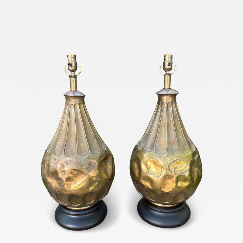 Pair of Italian Modernist Brass Lamps