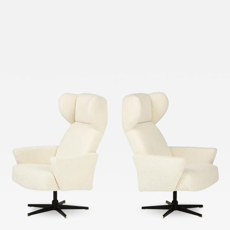 Pair of Italian Modernist High Back Swivel Chairs Italy circa 1960