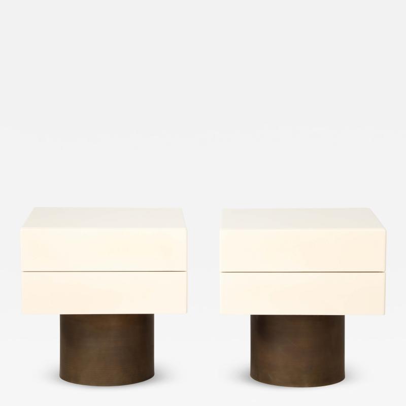 Pair of Italian Modernist Lacquered End Side Tables Italy circa 1970