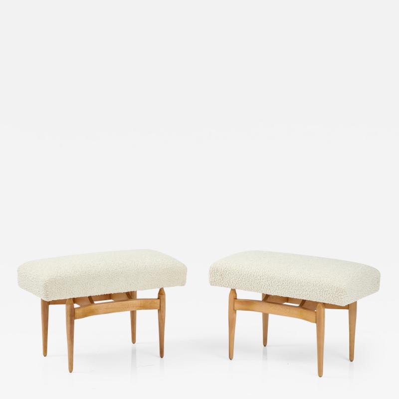Pair of Italian Modernist Oak Benches or Stools