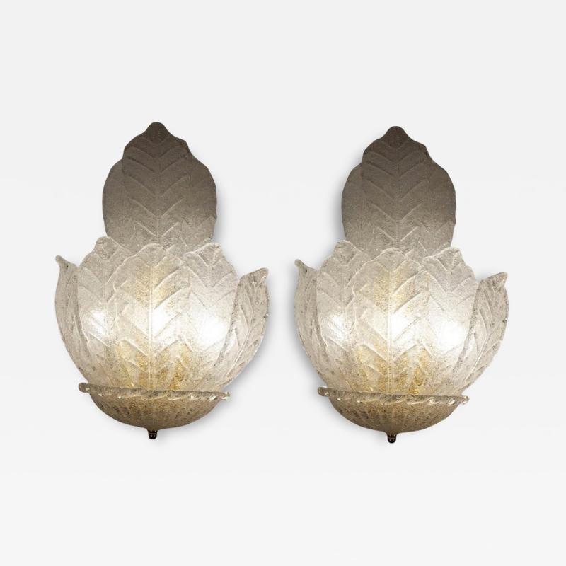 Pair of Italian Murano Glass Ninfea Wall Sconces