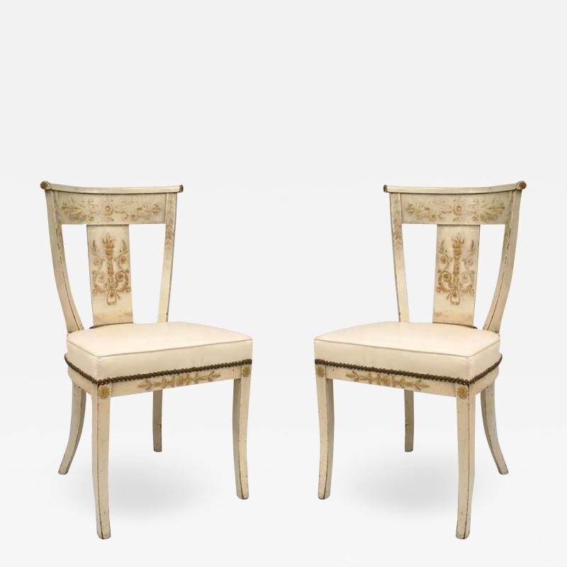 Pair of Italian Neo Classic Floral Side Chairs