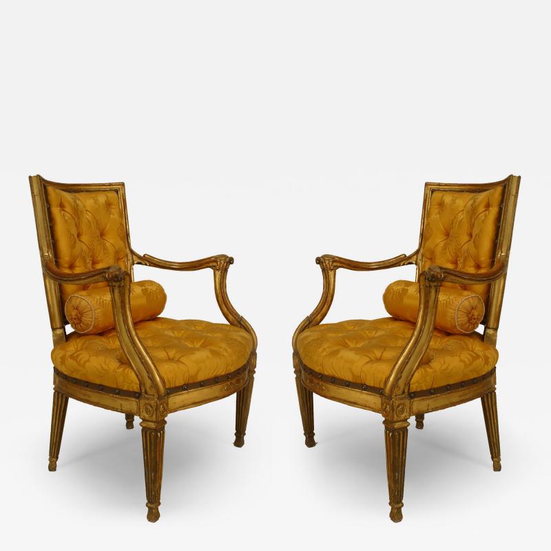 Pair of Italian Neo Classic Gold Armchairs