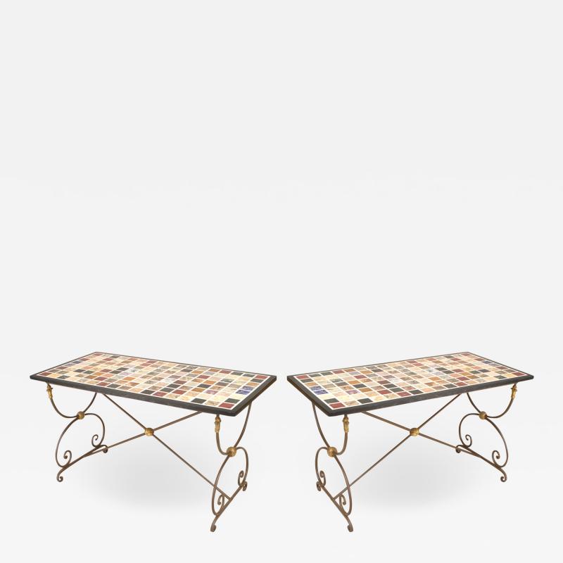 Pair of Italian Neo Classic Marble End Tables