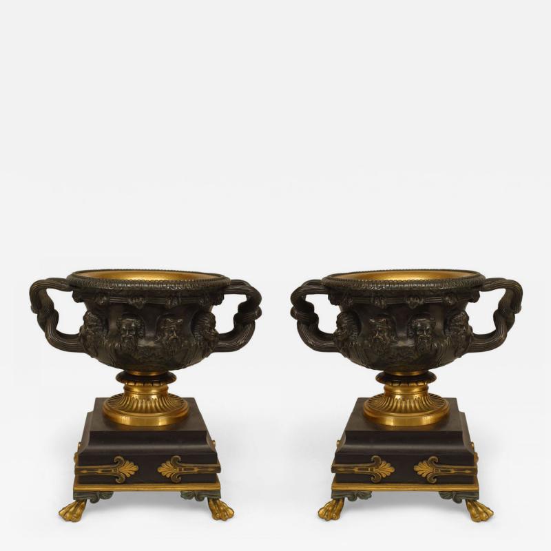 Pair of Italian Neoclassic Bronze and Gilt Urns