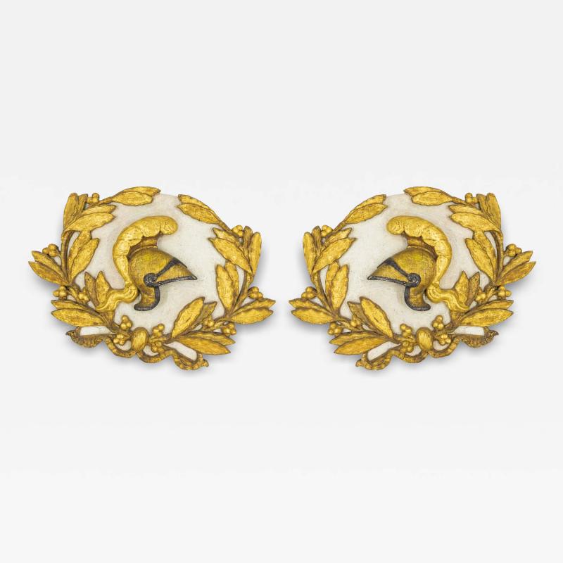 Pair of Italian Neoclassic Carved Gilt Wall Plaques