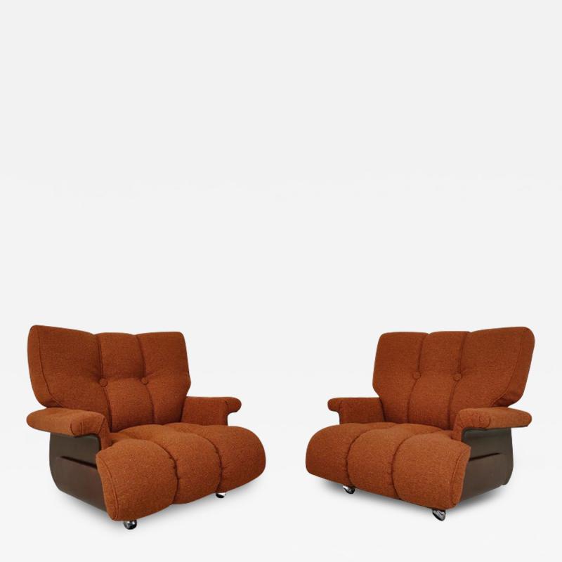 Pair of Italian Orange Mid Century Modern Armchairs