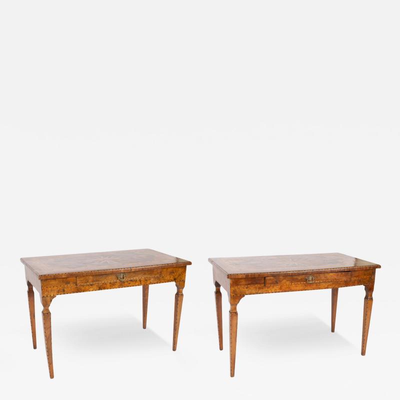 Pair of Italian Parquetry Side Tables c 1780