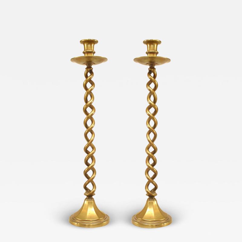 Pair of Italian Renaissance Style Brass Candlesticks