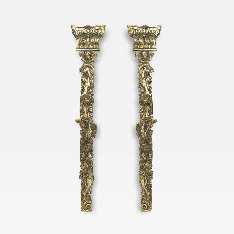 Pair of Italian Rococo Carved Pilaster Wall Plaques