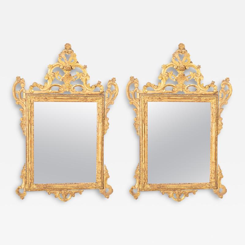 Pair of Italian Rococo Giltwood Mirrors