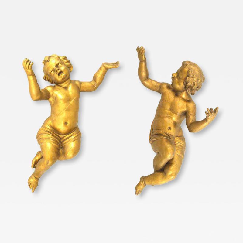 Pair of Italian Rococo Gold Painted Cupids