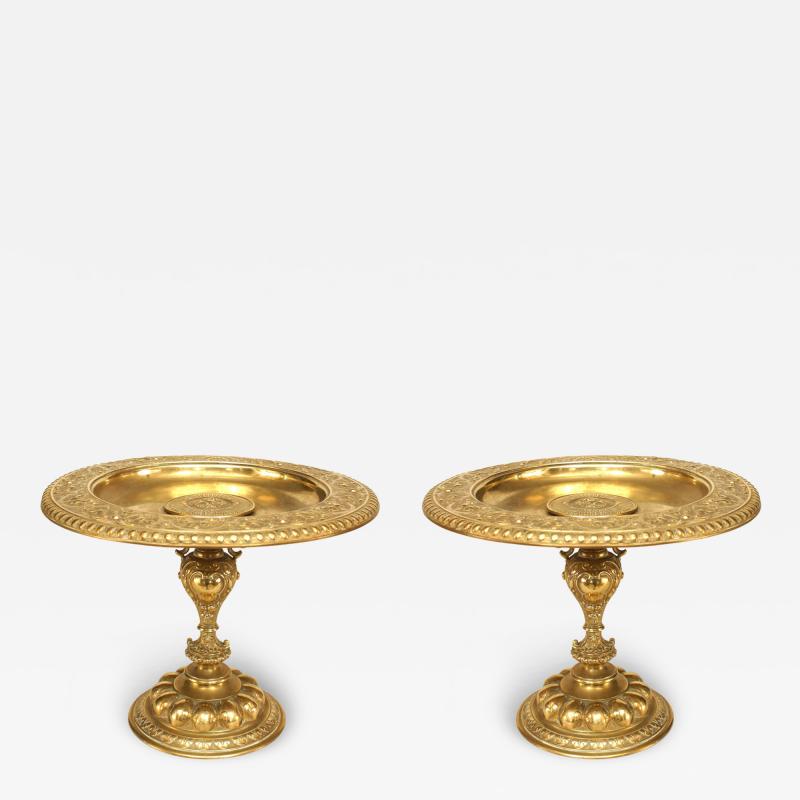 Pair of Italian Rococo Style Bronze Dore Compotes