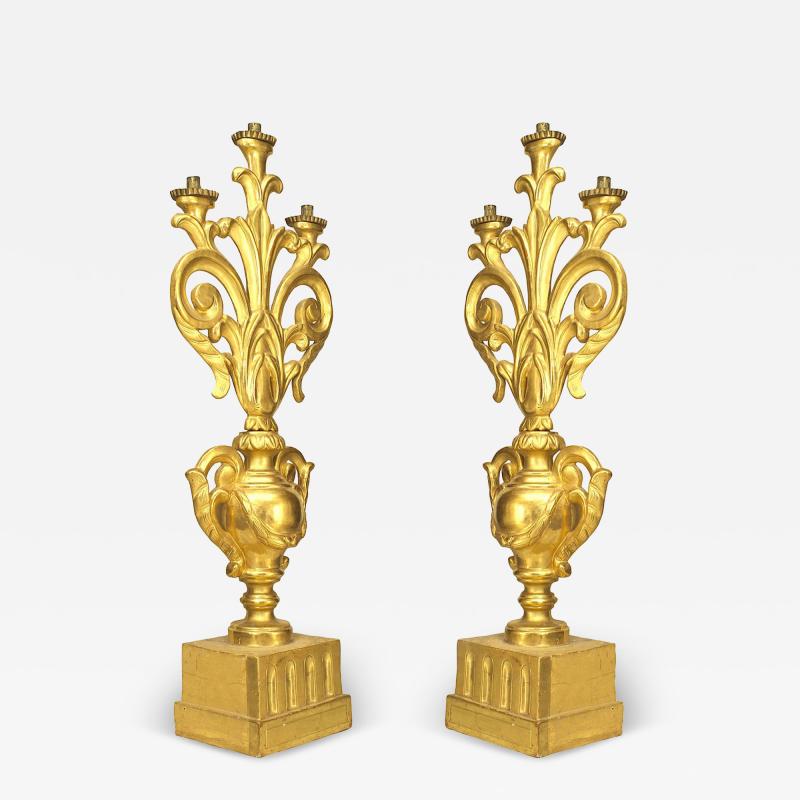 Pair of Italian Rococo Urn Shaped Candelabras
