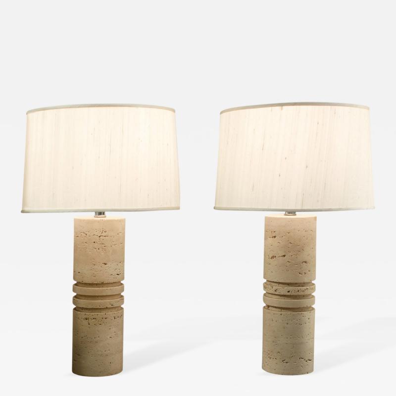 Pair of Italian Travertine Lamps