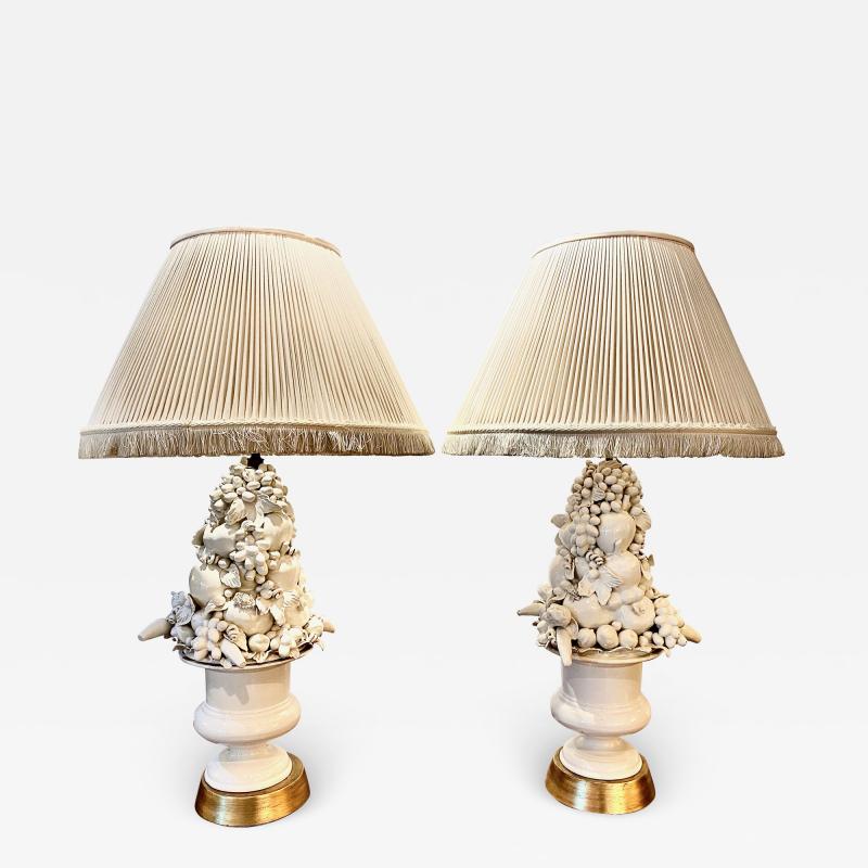 Pair of Italian Urn and Fruit Lamps