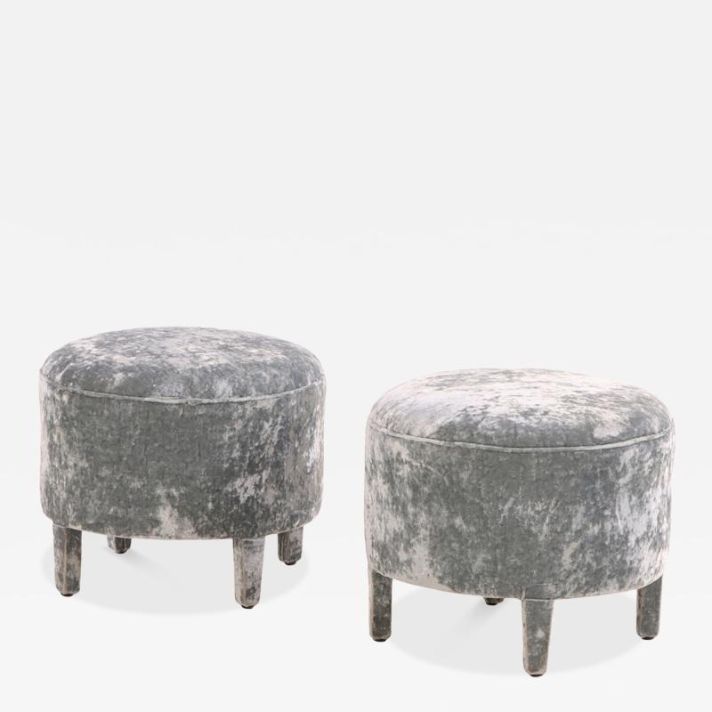 Pair of Italian Velvet Upholstered Boudoir Stools C 1970