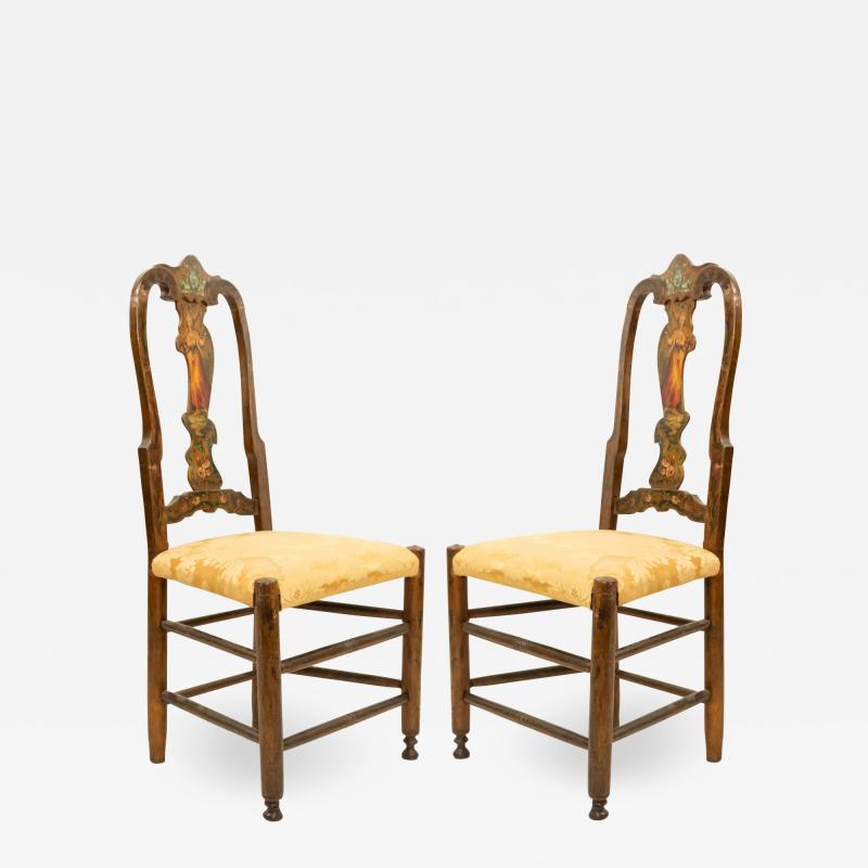 Pair of Italian Venetian Painted Side Chairs