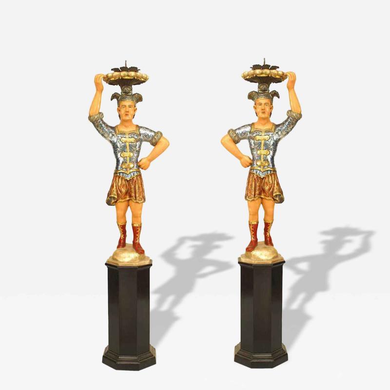Pair of Italian Venetian Polychromed Figures
