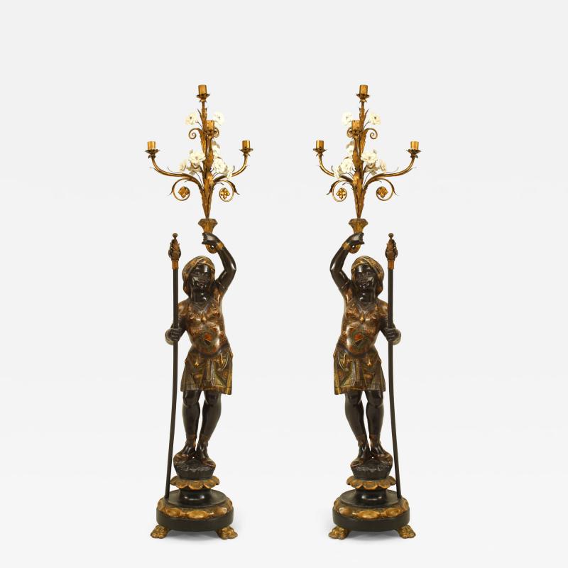 Pair of Italian Venetian Polychromed Figures