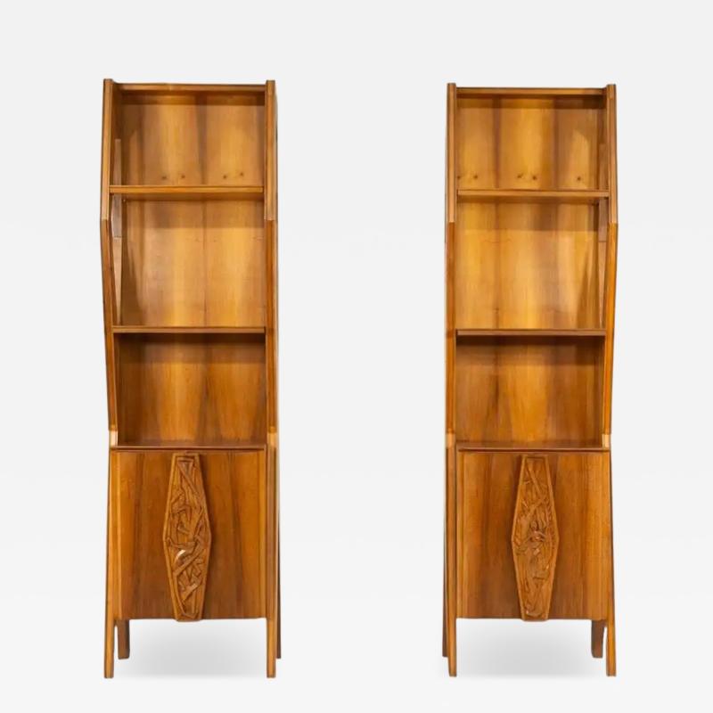 Pair of Italian Wall Units Walnut 1970s
