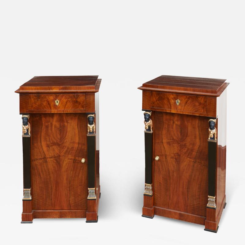 Pair of Italian Walnut Empire Cabinets