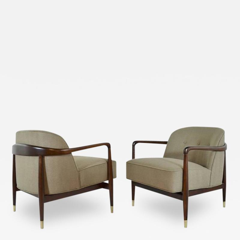 Pair of Italian Walnut Lounge Chairs 1950s