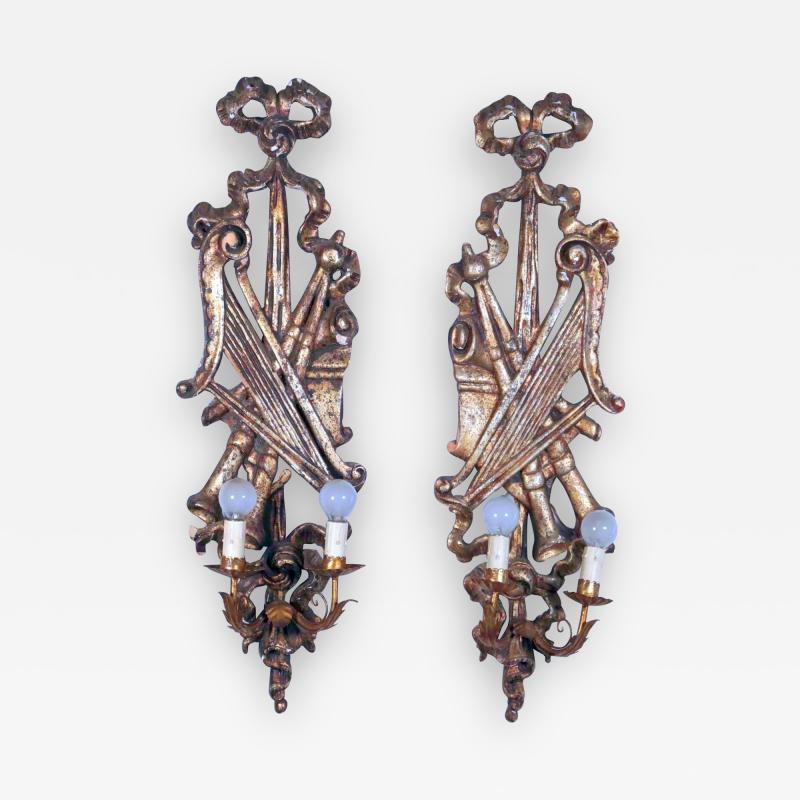 Pair of Italian mecca Giltwood tole Sconces Circa 1900