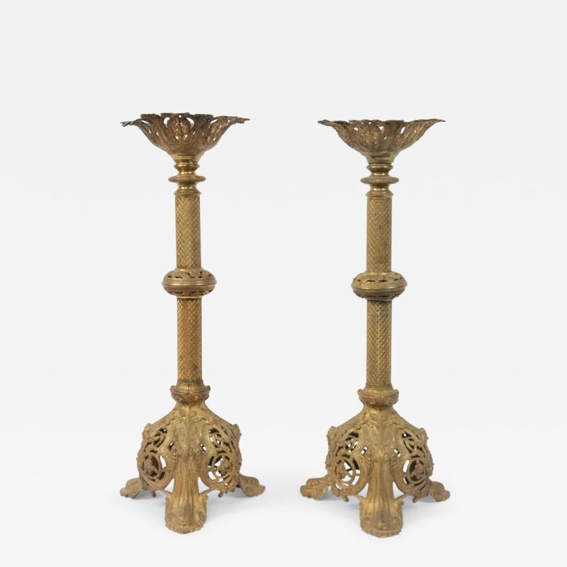 Pair of Italian renaissance Bronze Altar Candlesticks