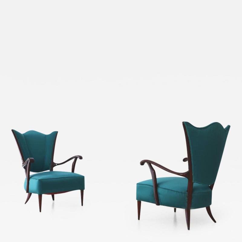 Pair of Itlian 1950s unique elegant armchairs