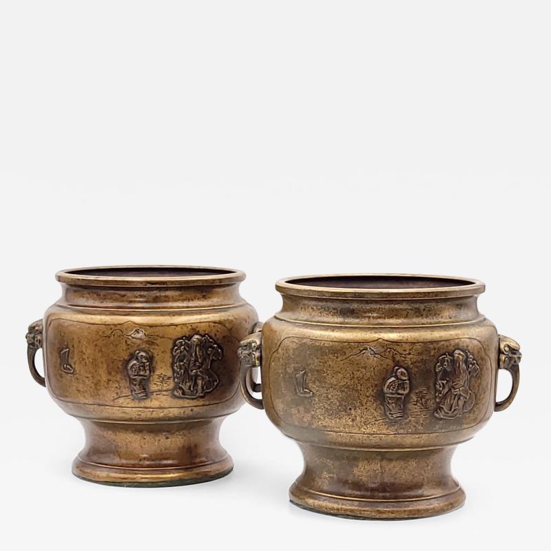 Pair of Japanese Hibachis circa 1900