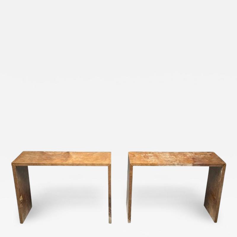 Pair of Jean Michel Frank Style Parchment Consoles Sofa Tables Contemporary