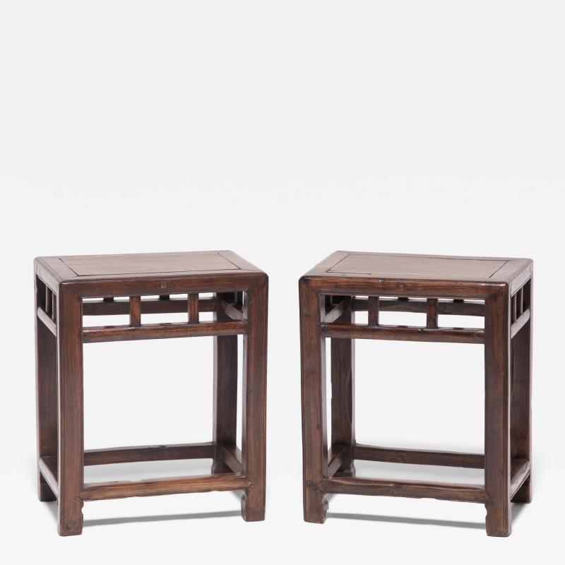 Pair of Jia Zhen Beech Half Stools