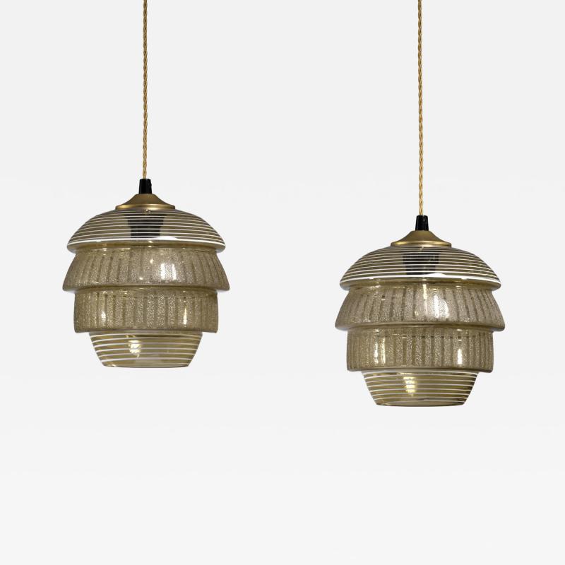 Pair of Kauklahti Glassworks pendant lamps