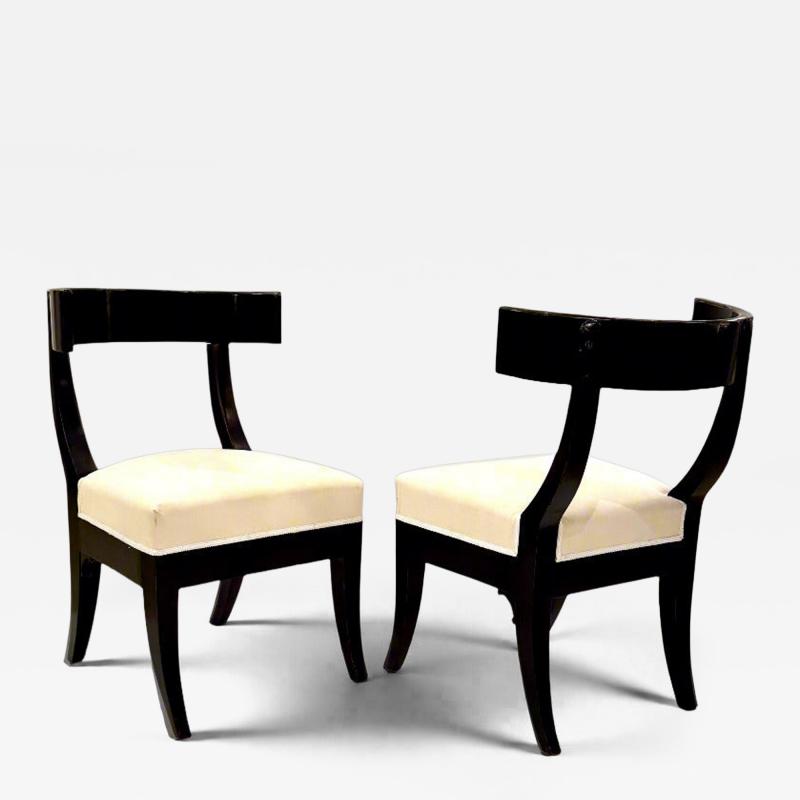 Pair of Klismos Ebonized Early 19th Century Side Chairs