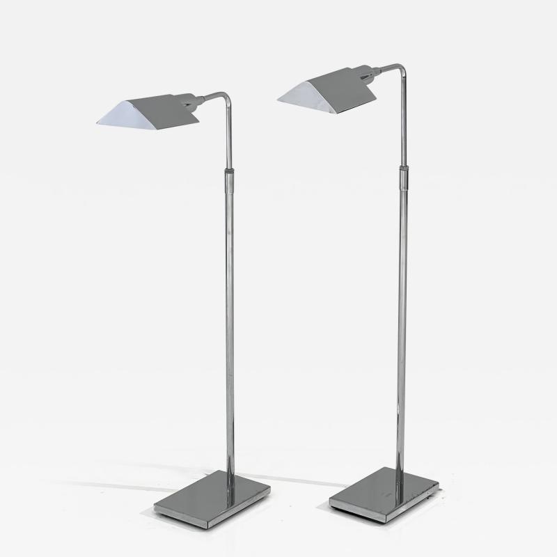 Pair of Koch Lowy Chrome Floor Lamps