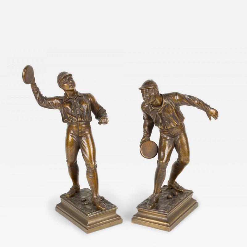 Pair of L Guillemin Bronze Sports Figures