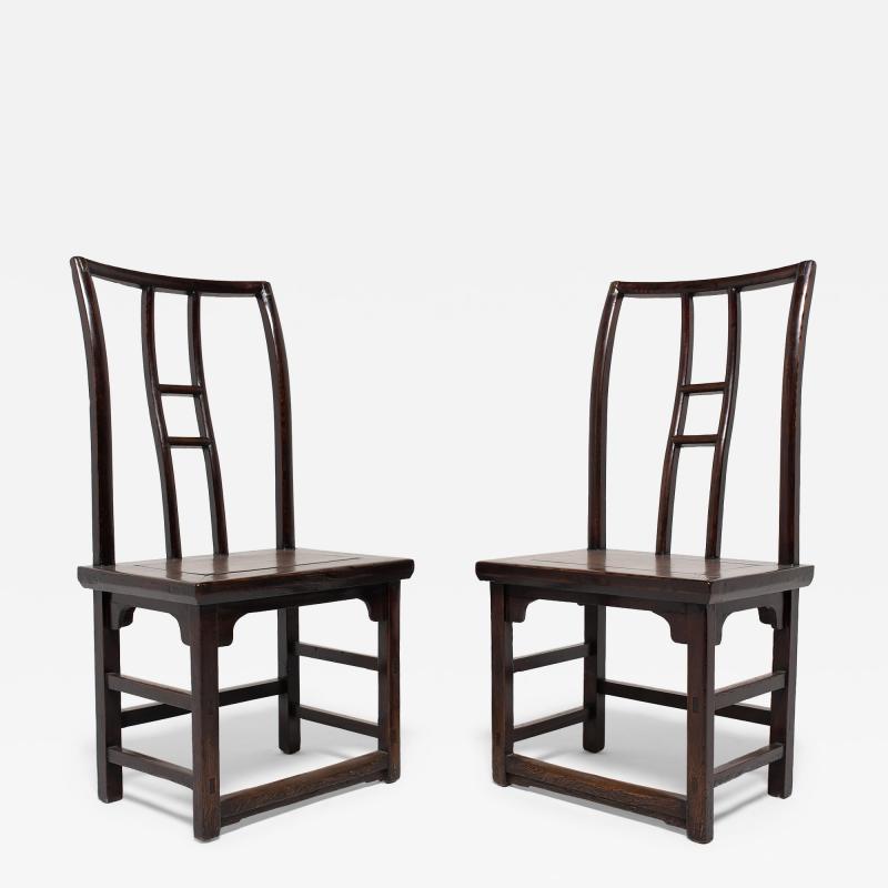 Pair of Lacquered Tall Back Chairs